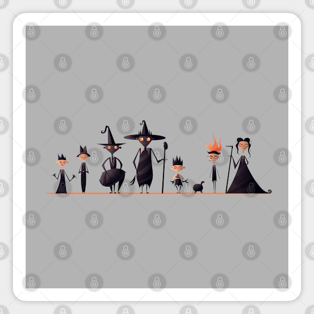 Spooky Halloween Witch Family Magnet by DivShot 